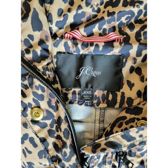 J.Crew Perfect Rain Jacket in Leopard Print Water Resistant Size XXS - Picture 2 of 7